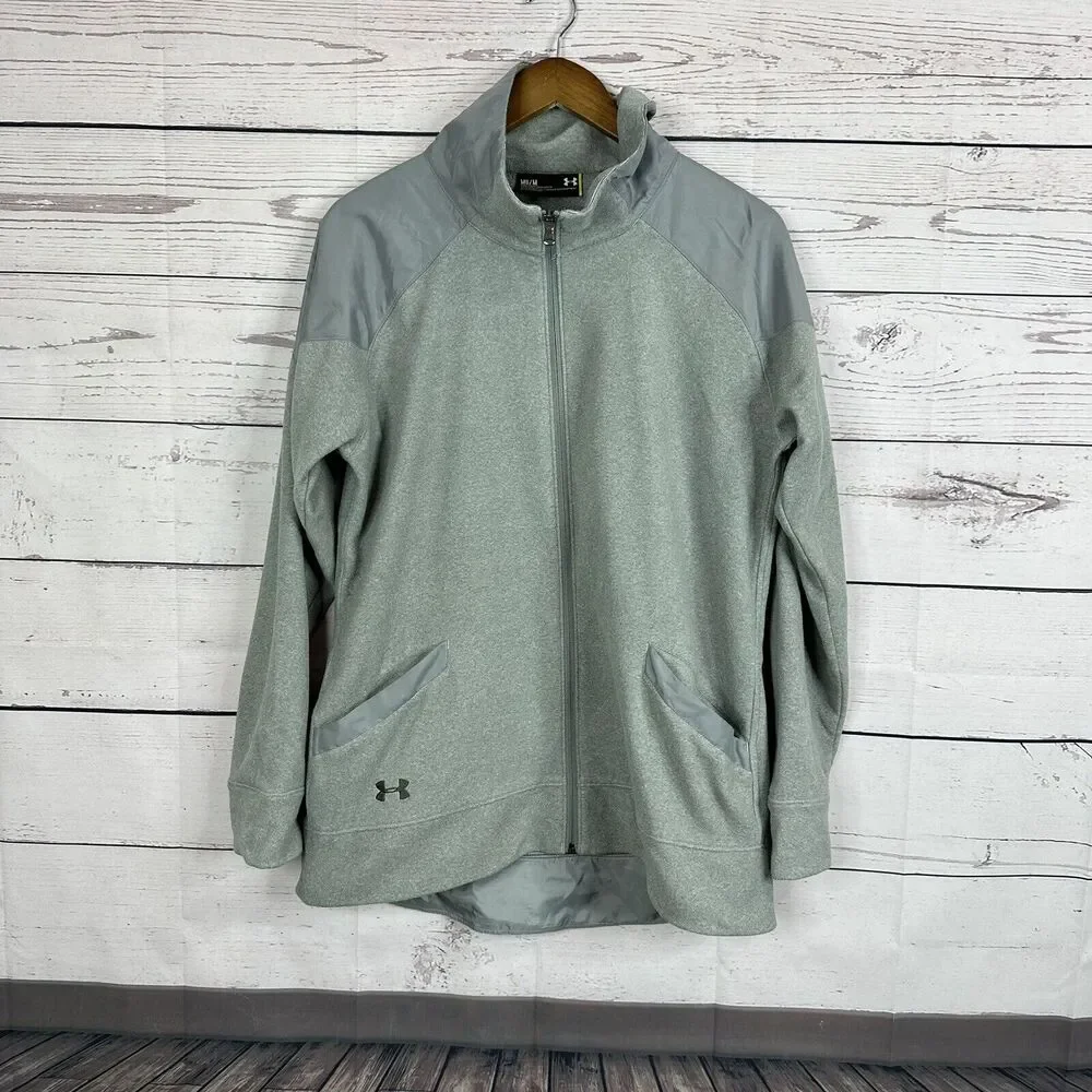 Under Armour Jacket Womens Medium Performance‎ Fleece Gray Loose Zip Cold Gear